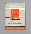 Schumacher's Taliesin Line of Decorative Fabrics and Wallpapers Designed by Frank Lloyd Wright, Frank Lloyd Wright (American, Richland Center, Wisconsin 1867–1959 Phoenix, Arizona), Book (a) together with a conforming masonite authorized dealer sign (b), American
