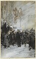 Matinée Crowd, Manhattan, Everett Shinn  American, Pastel and gouache on illustration board, American