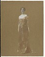 The Evening Dress, Thomas Wilmer Dewing (American, 1851–1938), Pastel on brown paper cardboard, American