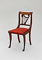 Side Chair, Mahogany, brass, ash, and tulip poplar, American