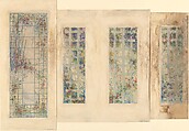 Four designs for a skylight, Louis C. Tiffany (American, New York 1848–1933 New York), Watercolor, gouache and graphite on wove paper [original presentation matt missing], American