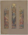 Design for Angel of Faith [?] window, Louis C. Tiffany  American, Watercolor, gouache, red and black ink, and graphite on paper mounted on board within original double matt, American
