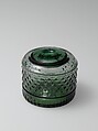 Inkwell, Blown-molded glass, American