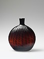 Pocket bottle, Blown, pattern-molded glass, American