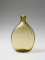 Pocket bottle, Blown, pattern-molded glass, American