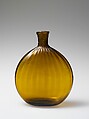 Pocket bottle, Blown, pattern-molded glass, American