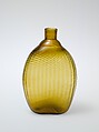 Pocket bottle, Blown, pattern-molded glass, American