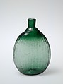 Pocket bottle, Blown, pattern-molded glass, American