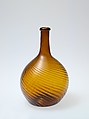 Bottle, Blown, pattern-molded glass, American