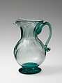 Cream pitcher, Blown, pattern-molded glass, American