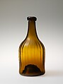 Bottle, Blown, pattern-molded glass, American