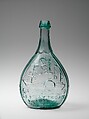 Figured bottle, Probably Kensington Vial and Bottle Works of Sheets and Duffy, Free-blown molded glass, American