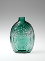 Figured flask, Probably Coventry Glass Works (1813–1850) or, Blown-molded glass, American