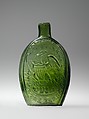 Figured flask, White Glass Works (1815–51), Blown-molded glass, American