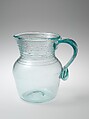 Pitcher, Blown glass with applied decoration, American