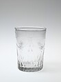 Tumbler, Blown, cut, and engraved glass, Bohemian