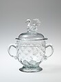 Sugar bowl, Blown pattern-molded glass, American