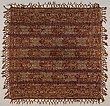 Table cover with fringe, Cotton, woven, American