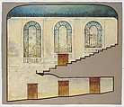 Suggestion for Decoration of Hershey Community Theater, Hershey, PA, Louis C. Tiffany (American, New York 1848–1933 New York), Watercolor, gouache, pen and black ink, aluminum paint, and graphite on artist board with original shaped window mat, American