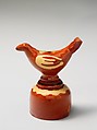 Whistle, Adam Ownhouse (ca. 1810–1883), Earthenware; Redware with slip decoration, American
