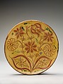 Plate, Possibly Conrad Mumbouer (1761–1845), Earthenware; Redware with sgraffito decoration, American