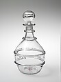 Decanter, South Boston Flint Glass Works  American, Blown glass with applied decoration, American