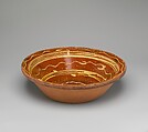 Bowl, Attributed to Hervey Brooks (1779–1873), Earthenware; Redware with slip decoration, American