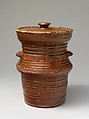 Jar, John M. Safford (1811–1880), Earthenware; Redware with stamped decoration, American