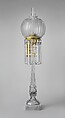 Lamp, Blown, cut, and engraved glass; marble, American