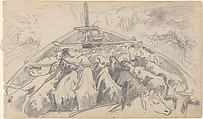 Cattle in Stern of a Boat, John Singer Sargent (American, Florence 1856–1925 London), Graphite on off-white wove paper, American