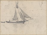 Sailboat Towing Dory (from Scrapbook), John Singer Sargent (American, Florence 1856–1925 London), Graphite on off-white wove paper, American