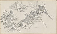 Sailors Relaxing on Deck (from Scrapbook), John Singer Sargent (American, Florence 1856–1925 London), Graphite on off-white wove paper, American