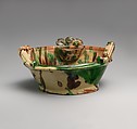 Wash basin, J. Eberly and Company, Earthenware with slip decoration, American
