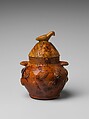 Sugar bowl, James C. Mackley (1843–1916), Earthenware, American