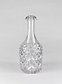Pint decanter, Pressed glass, diamond thumbprint, American