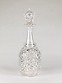 Quart decanter, Pressed glass, diamond thumbprint, American
