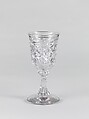 Wine glass, Pressed glass, diamond thumbprint, American