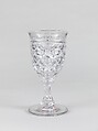 Wine glass, Pressed glass, diamond thumbprint, American