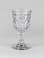 Goblet, Pressed glass, diamond thumbprint, American