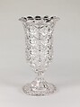 Celery vase, Pressed glass, diamond thumbprint, American