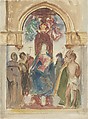 Madonna and Child and Saints, John Singer Sargent (American, Florence 1856–1925 London), Watercolor and graphite on off-white wove paper, American