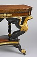 Card Table, Attributed to Duncan Phyfe (American (born Scotland), near Lock Fannich, Ross-Shire, Scotland 1768/1770–1854 New York), Rosewood, satinwood, painted and gilded gesso, brass, American