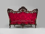 Sofa, John Henry Belter (American, born Germany 1804-1863 New York), Rosewood, Rosewood veneer; chestnut, pine (secondary woods); modern upholstery with some original underupholstery, American