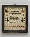 Sampler, Charlotte Gardner  American, Silk embroidery on linen, American