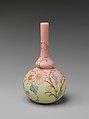 Vase, Mount Washington Glass Company (American, New Bedford, Massachusetts, 1837–1958), Free-blown enameled and guilded Burmese glass, American