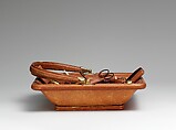 Sewing Kit, Leather, velvet, other fabrics,glass, paper, wood, brass, ivory, steel, silk, American