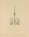 Design for hanging fixture, Louis C. Tiffany American, Graphite, colored pencil, and gouache, American