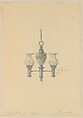 Design for chandelier, Louis C. Tiffany American, Graphite and colored pencil on tissue paper mounted on heavy paper, American