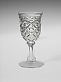 Wine Glass, Pressed glass, diamond thumbprint, American