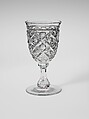 Wine Glass, Pressed glass, diamond thumbprint, American